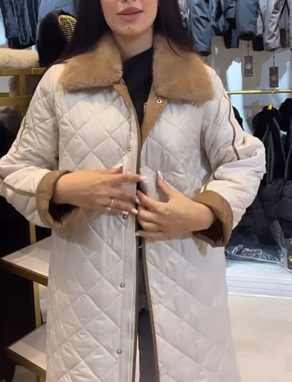 [Copy]Light Brown Faux Fur Long Coat