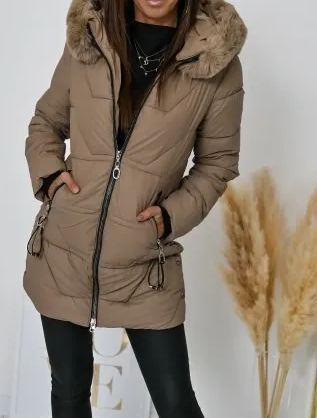 [Copy]Short Puffer Jacket with Taupe Faux Fur Collar