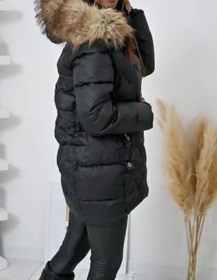 [Copy]Black Faux Fur Long Coat with Oversized Silhouette