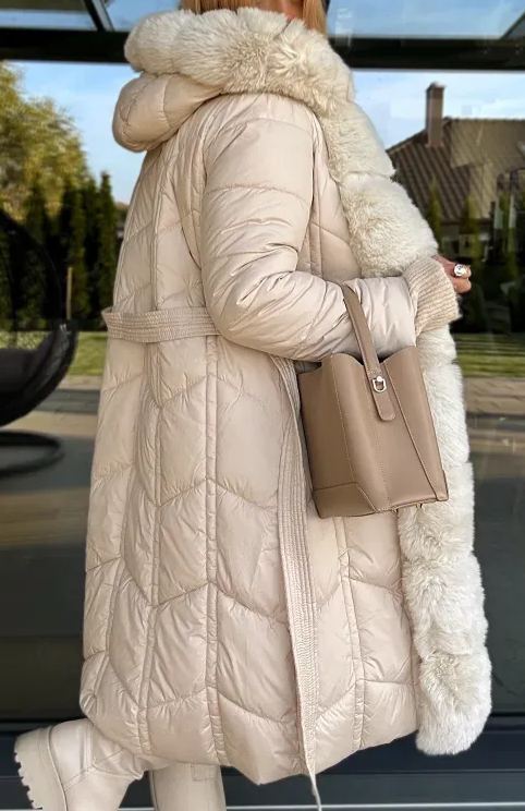 [Copy]Chocolate Brown Faux Fur Hooded Coat with Belted Waist