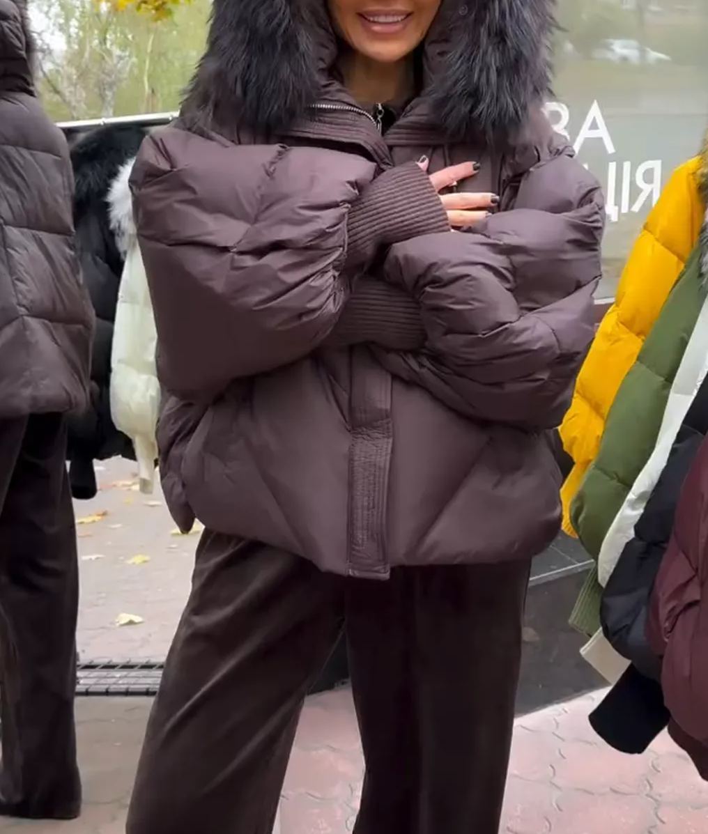 [Copy]Reversible Blue Shearling Coat with Contrast Panels