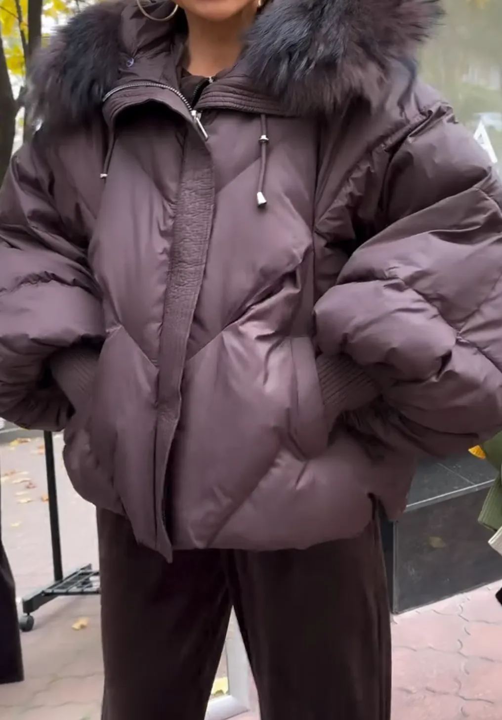 [Copy]Reversible Blue Shearling Coat with Contrast Panels
