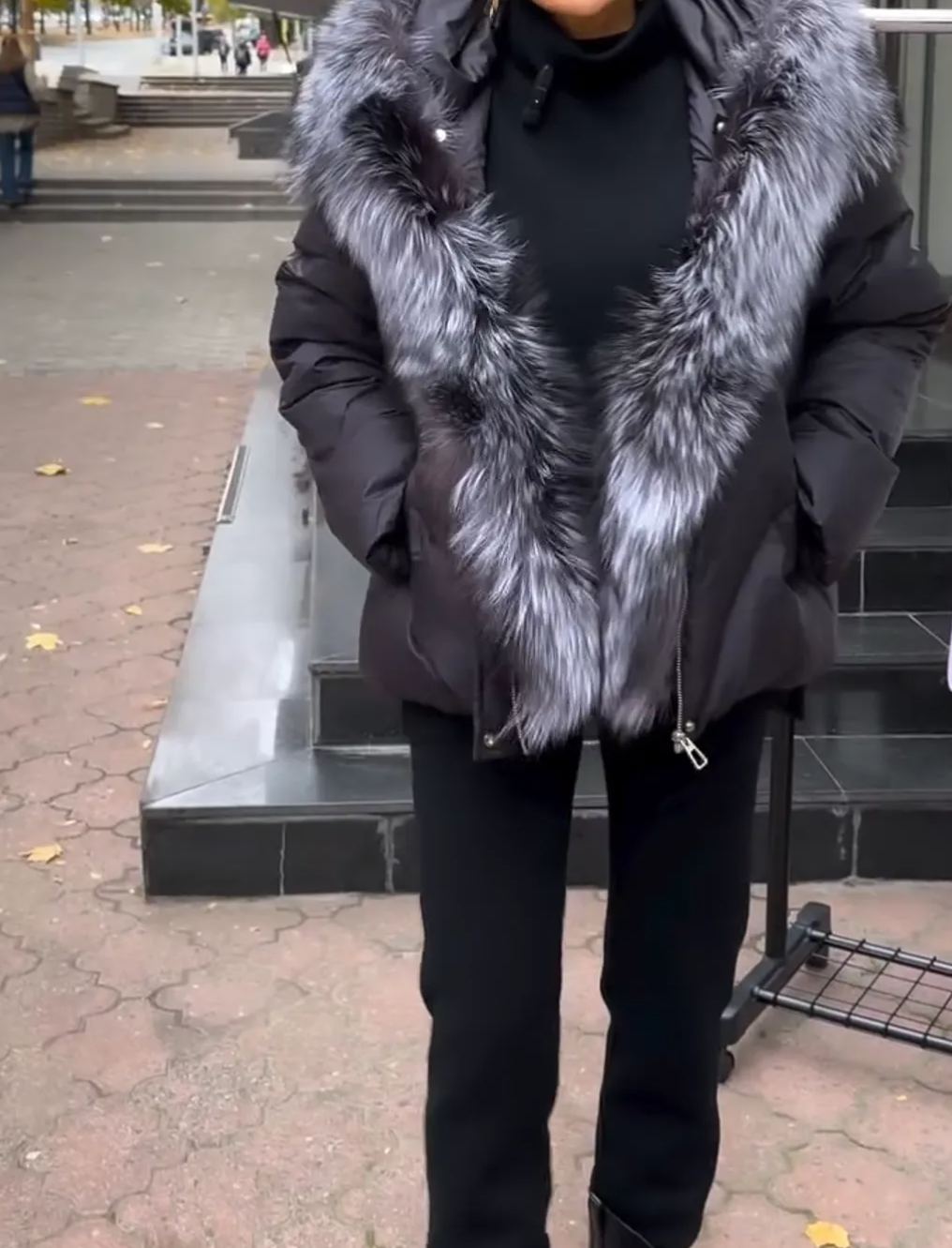 [Copy]Dark Brown Puffer Coat with Faux Fur Hood