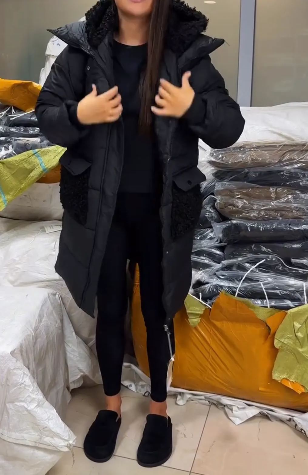 [Copy]Dark Brown Faux Fur Maxi Coat with Belted Waist
