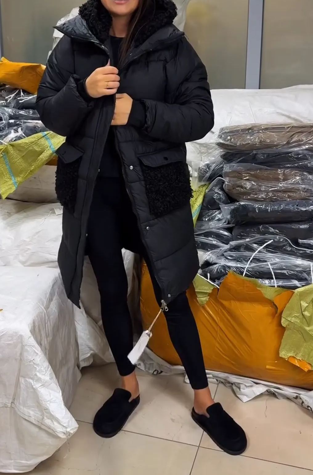 [Copy]Dark Brown Faux Fur Maxi Coat with Belted Waist