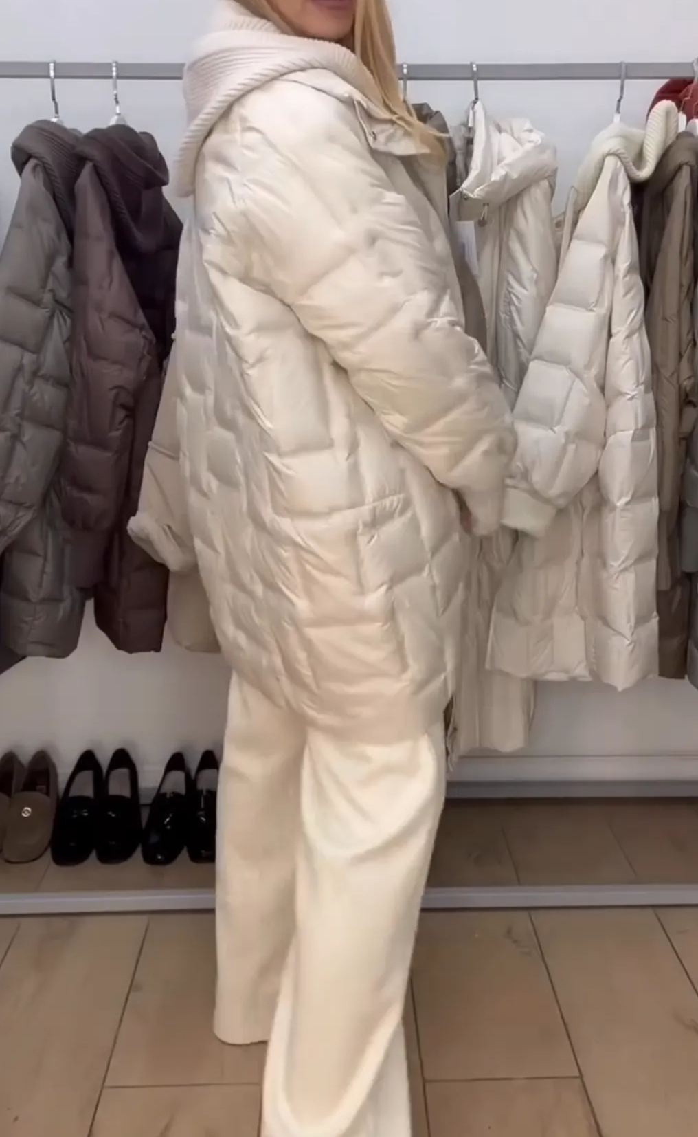 [Copy]Black Long Puffer Coat with Textured Accent Details