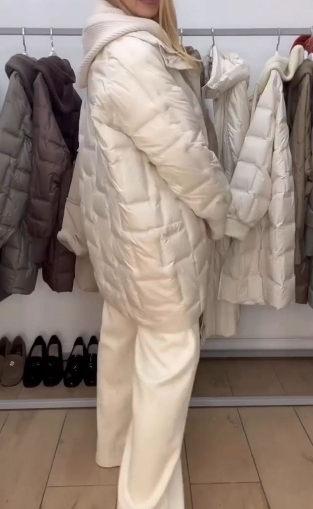 [Copy]Black Long Puffer Coat with Textured Accent Details