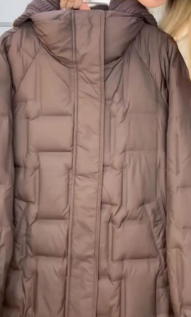 [Copy]Black Long Puffer Coat with Textured Accent Details