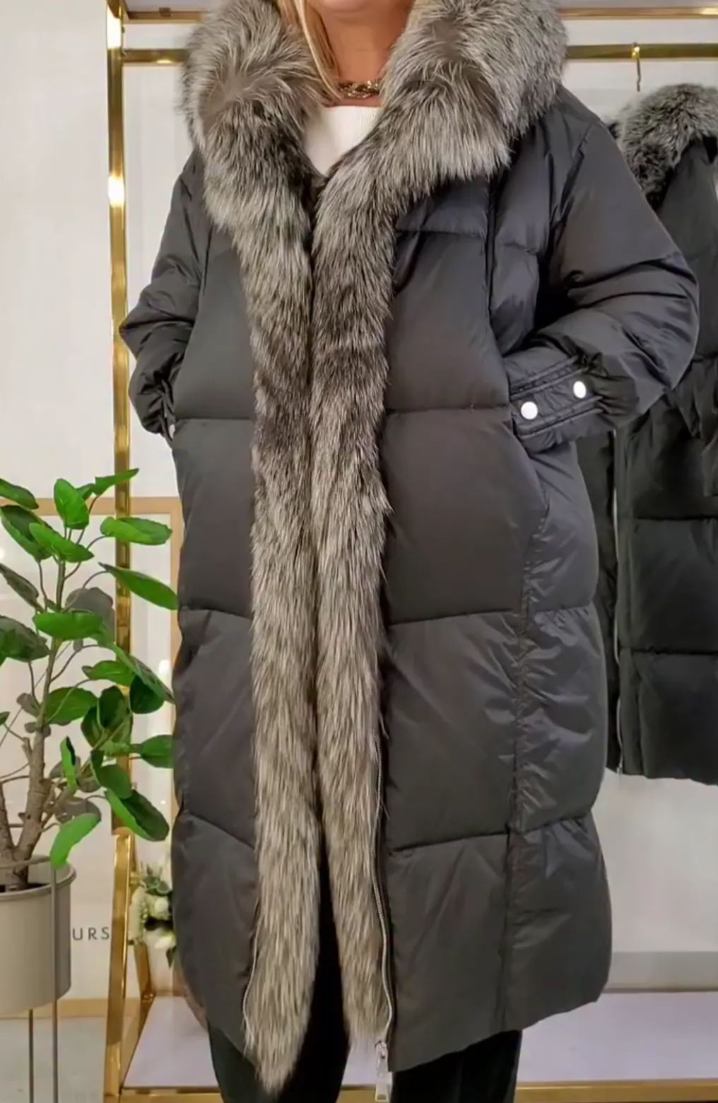 [Copy] Teddy Fur Maxi Coat with Hood