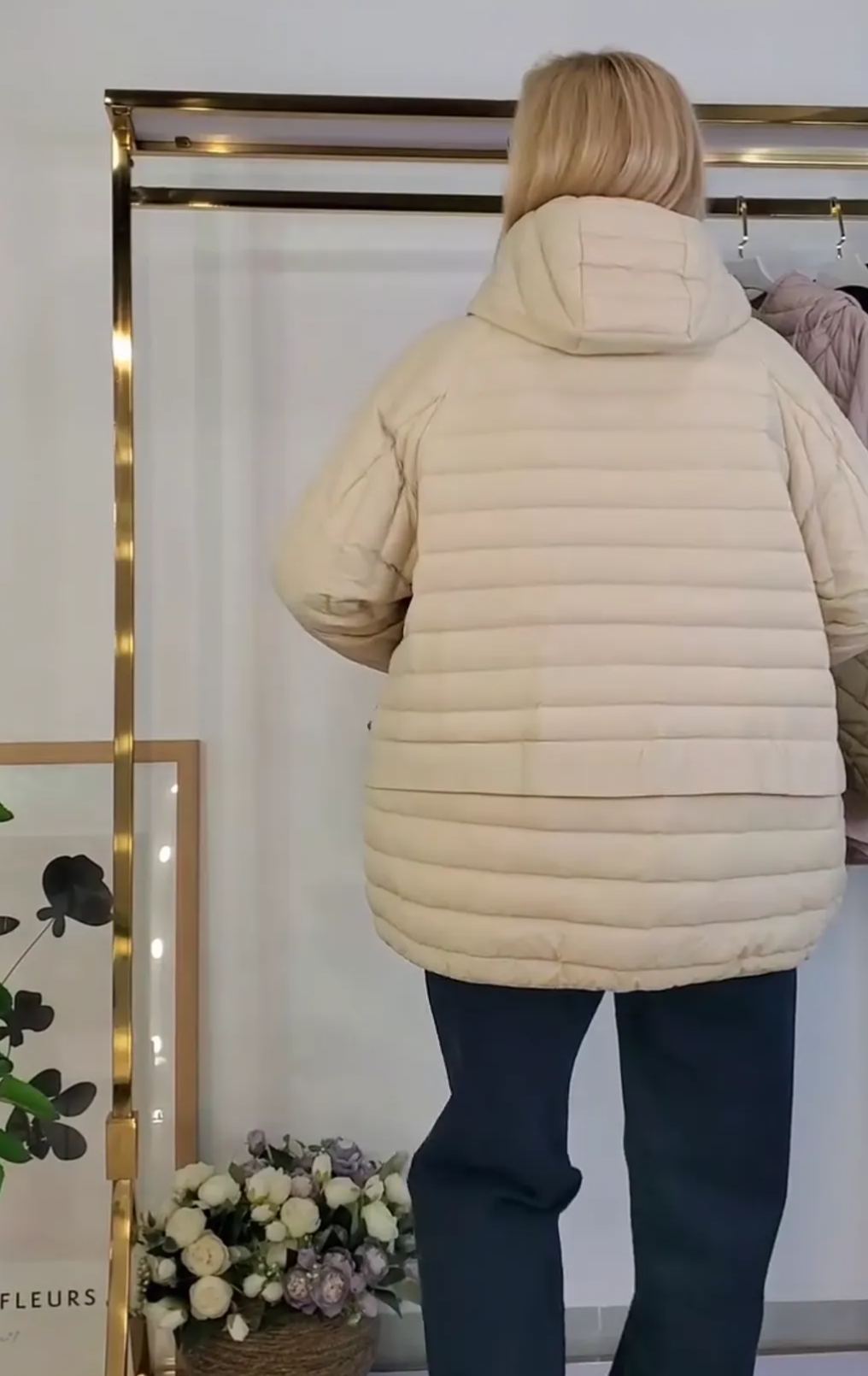 [Copy]Charcoal Gray Puffer Coat with Oversized Faux Fur Trim