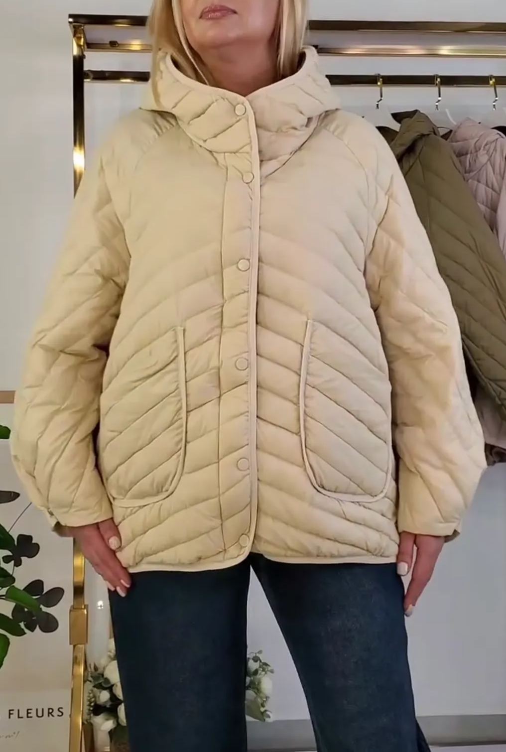 [Copy]Charcoal Gray Puffer Coat with Oversized Faux Fur Trim