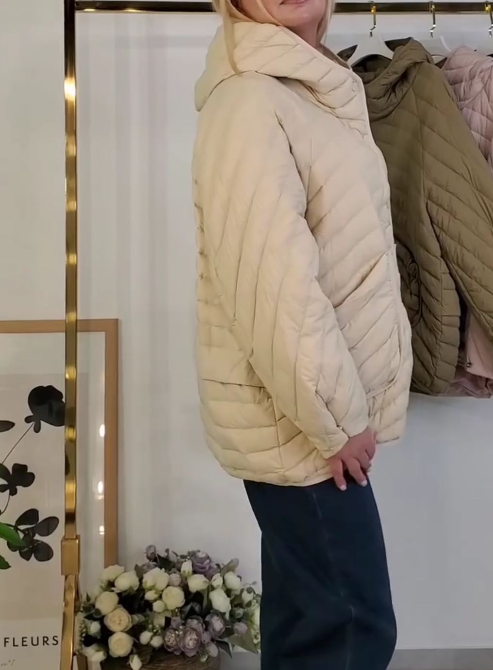 [Copy]Charcoal Gray Puffer Coat with Oversized Faux Fur Trim