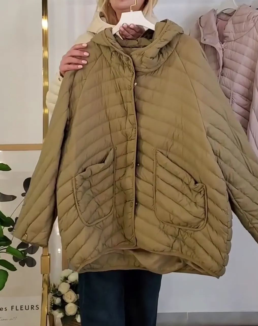 [Copy]Charcoal Gray Puffer Coat with Oversized Faux Fur Trim