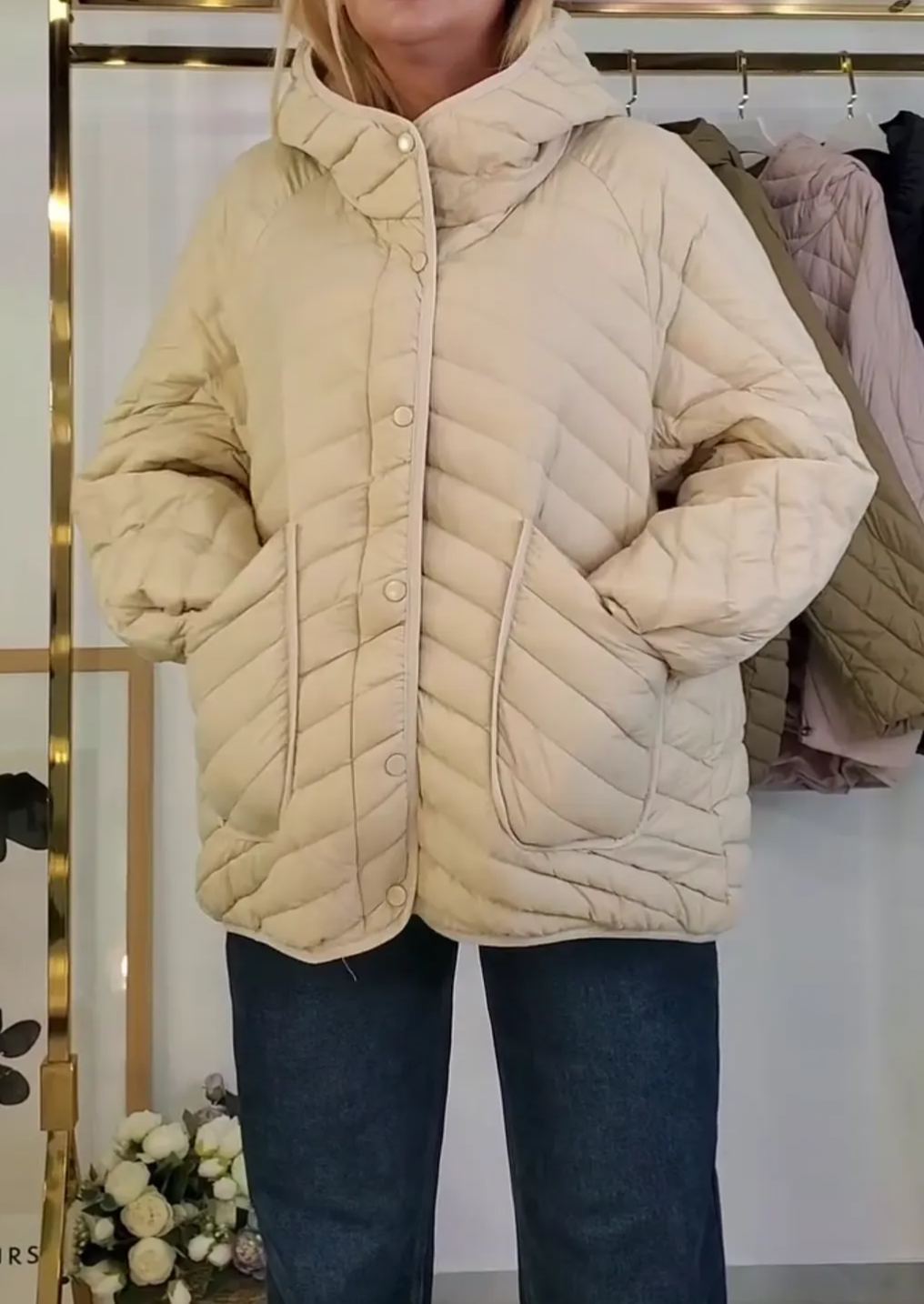 [Copy]Charcoal Gray Puffer Coat with Oversized Faux Fur Trim