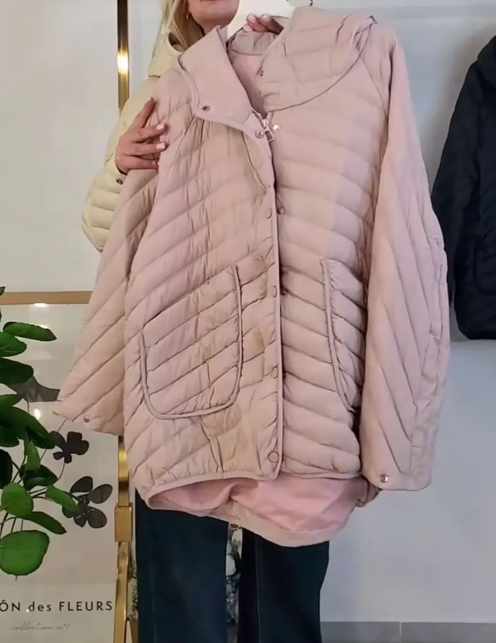 [Copy]Charcoal Gray Puffer Coat with Oversized Faux Fur Trim