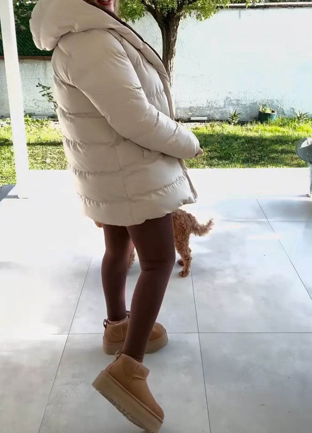 [Copy]Reversible Beige Teddy Fur & Smooth-Surface Coat