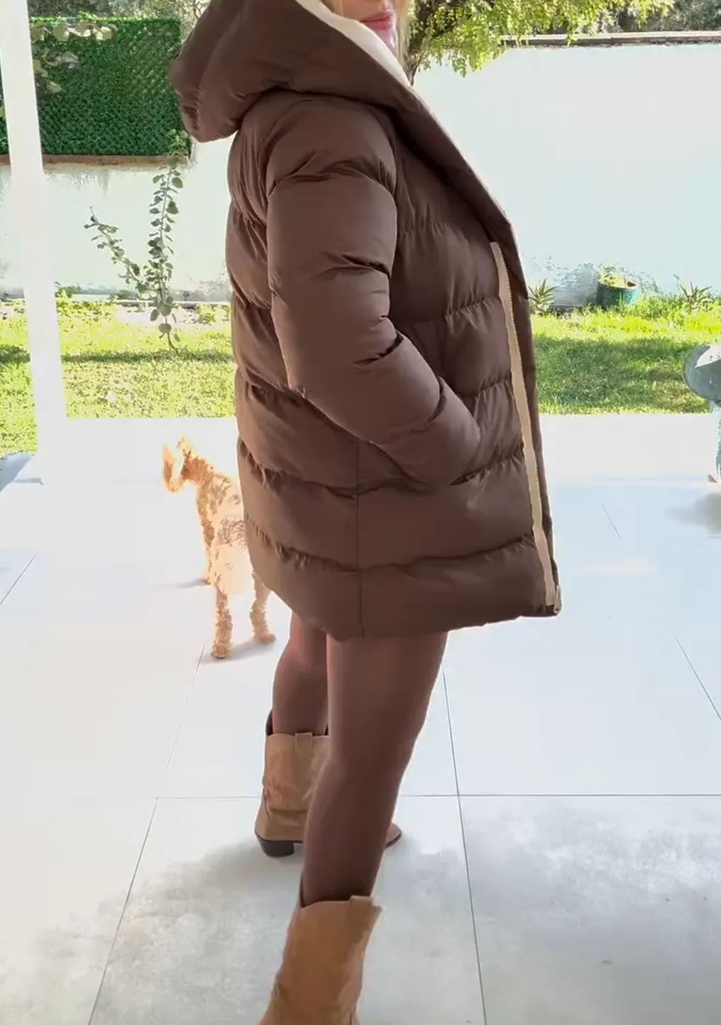 [Copy]Reversible Beige Teddy Fur & Smooth-Surface Coat