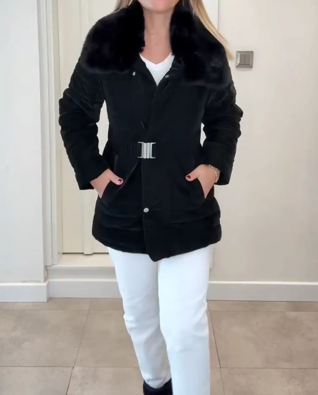 [Copy]Cream Hooded Puffer Coat
