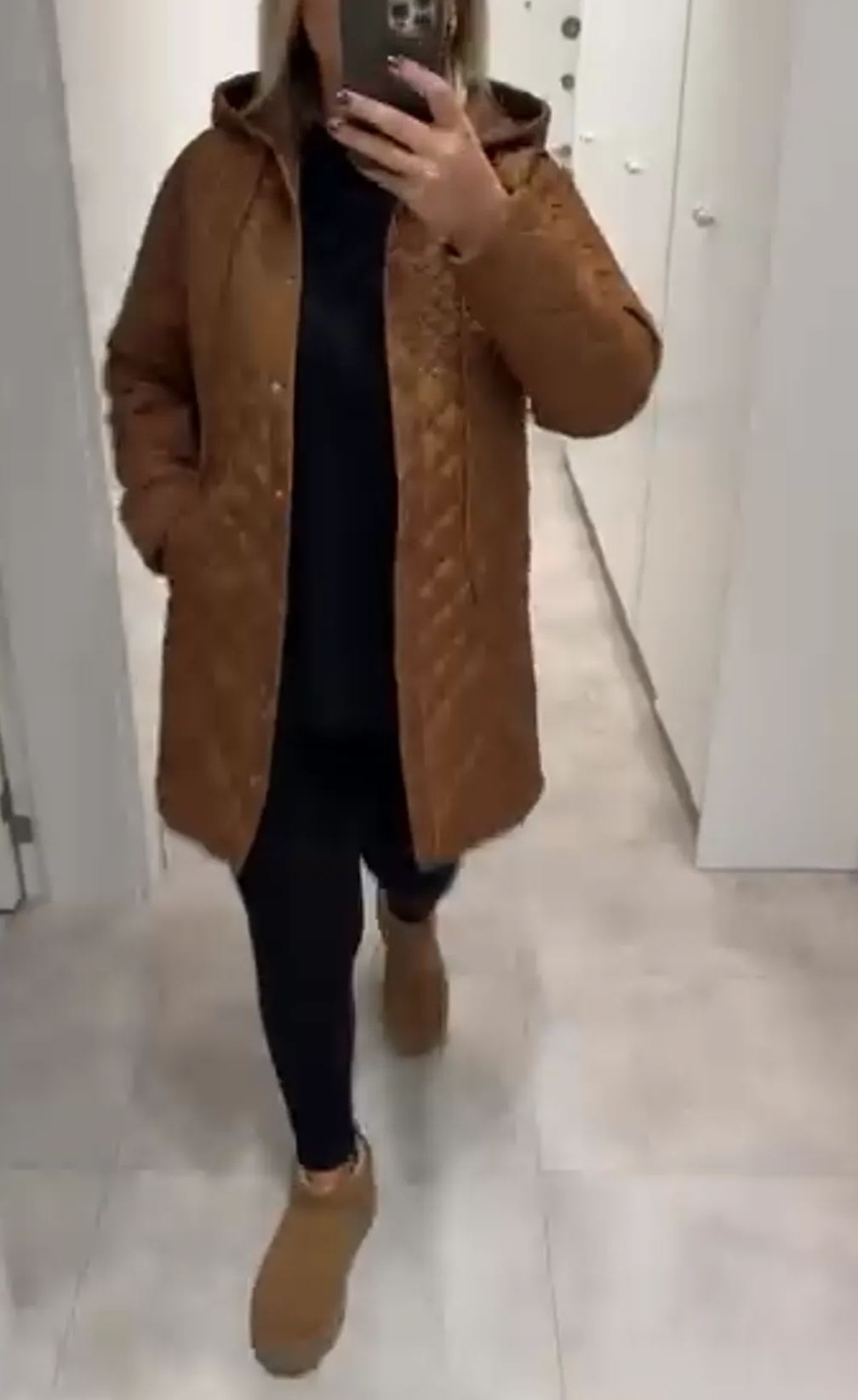 [Copy]Brown & Beige Patchwork Faux Fur Coat with Leopard Accent