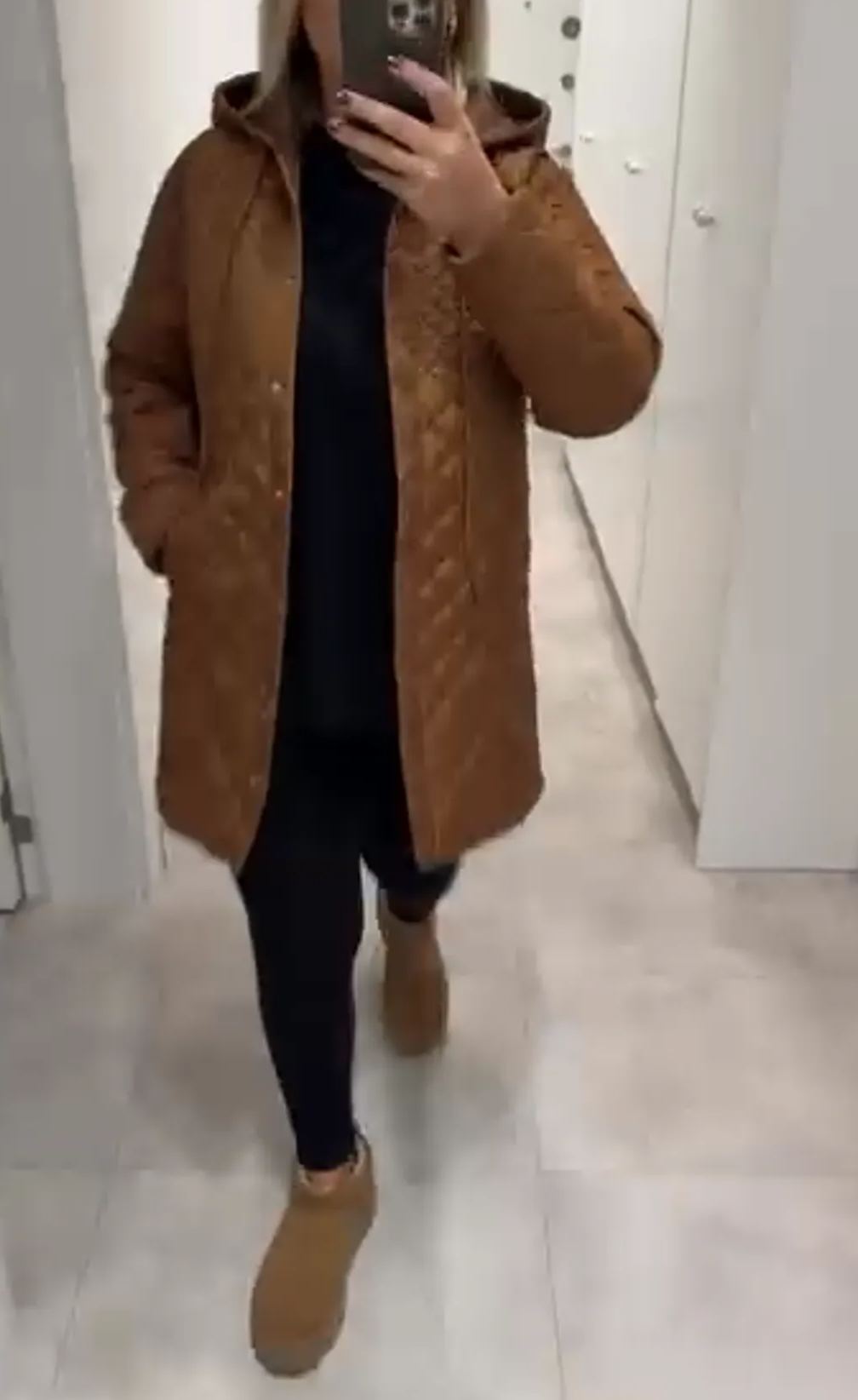 [Copy]Brown & Beige Patchwork Faux Fur Coat with Leopard Accent