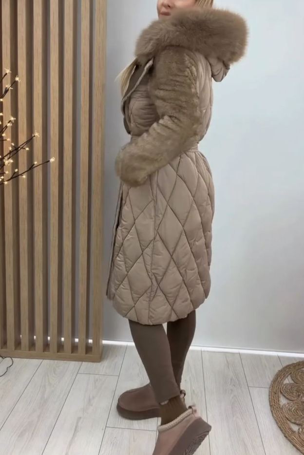[Copy]Black Parka with Tan Faux Fur Trim & Lining