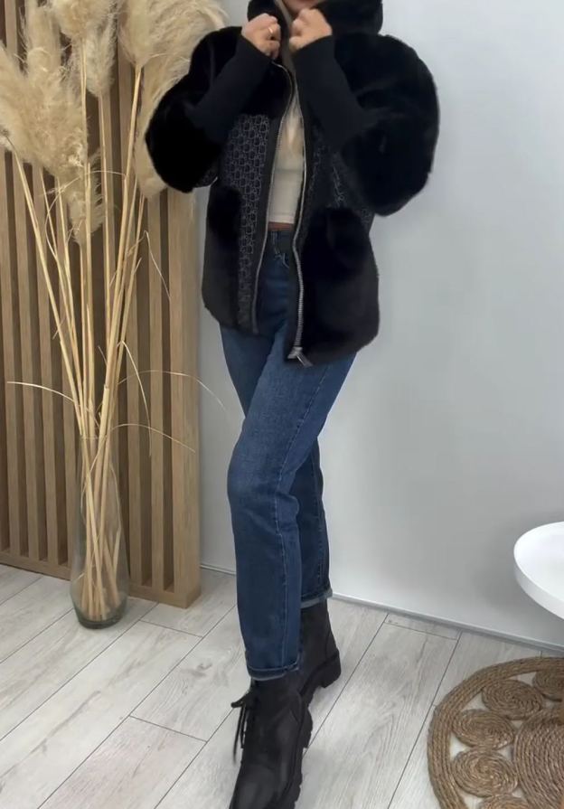 [Copy]Beige Longline Puffer Coat with Faux Fur Hood