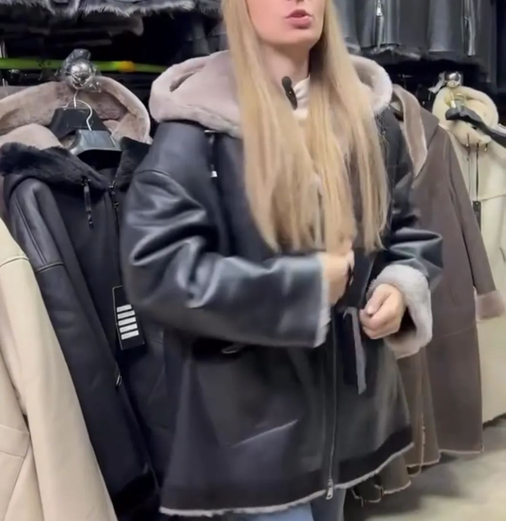 [Copy]Black Plus-Size Coat with Faux Fur & Faux Leather Panels