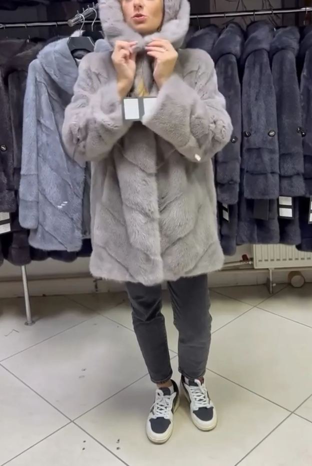 [Copy]Black Plus-Size Faux Leather Coat with Faux Fur Lining & Hood