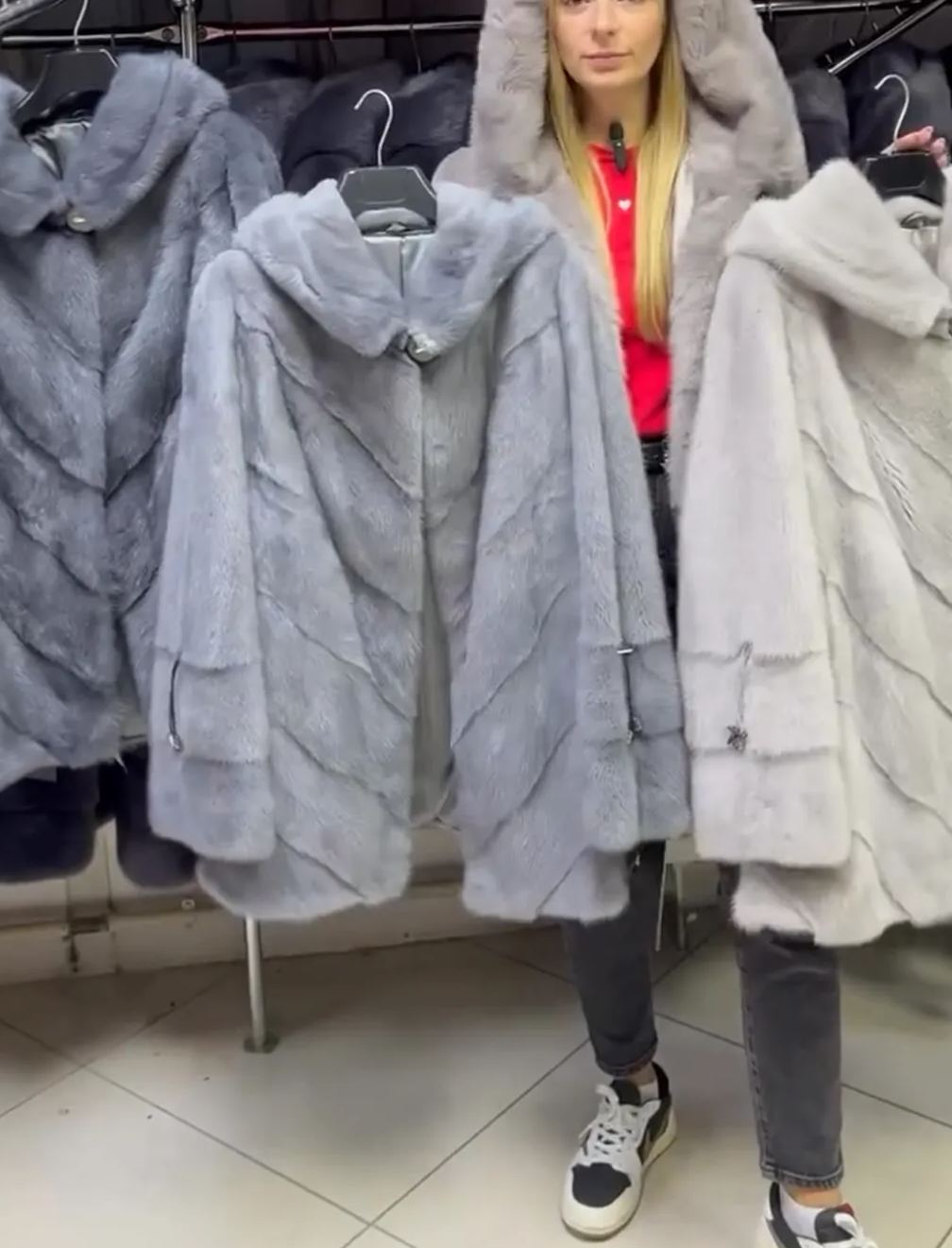 [Copy]Black Plus-Size Faux Leather Coat with Faux Fur Lining & Hood