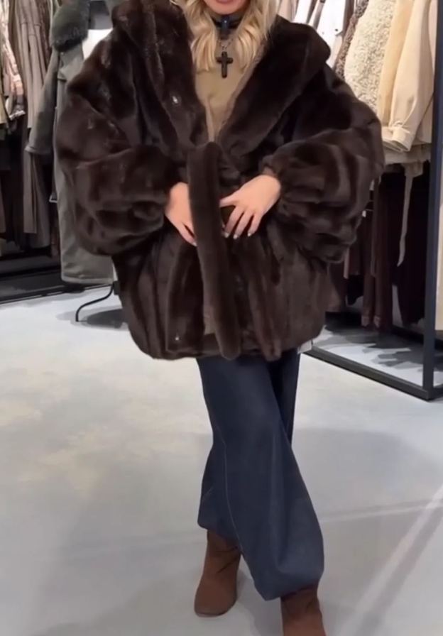 [Copy]White Faux Fur Longline Coat with Self-Tie Belt