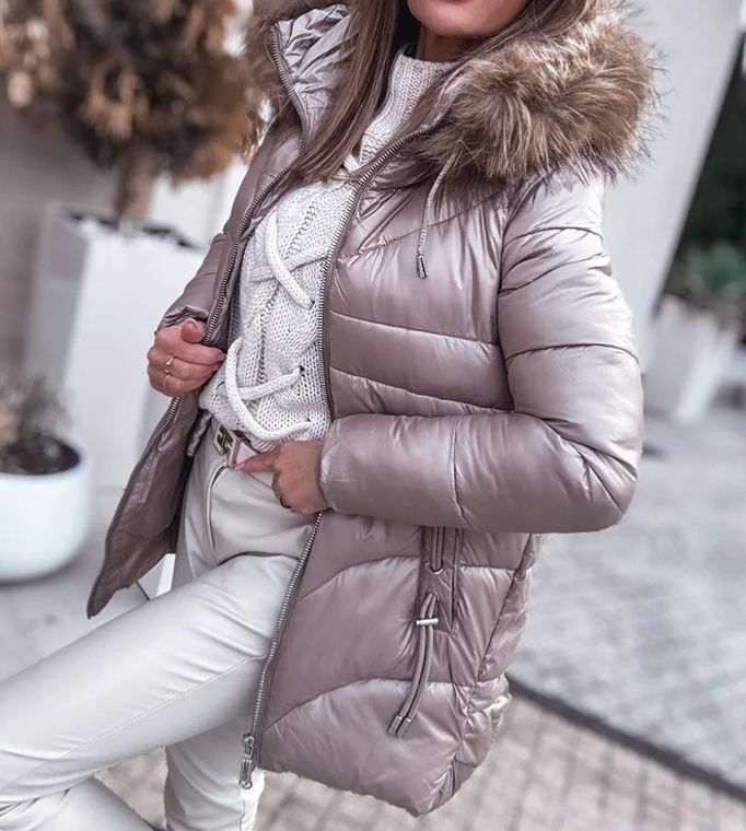 [Copy]Reversible Black Leather & Faux Fur Coat (Hooded Design + Contrast Pocket Trim)