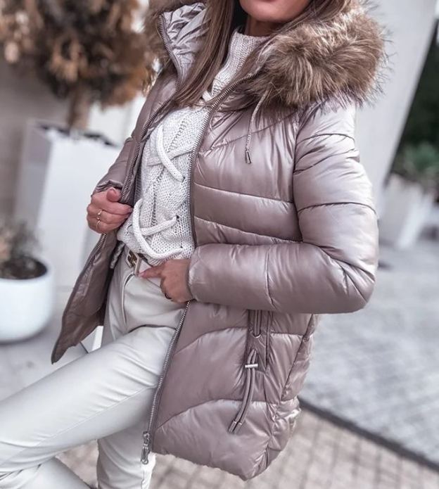 [Copy]Reversible Black Leather & Faux Fur Coat (Hooded Design + Contrast Pocket Trim)