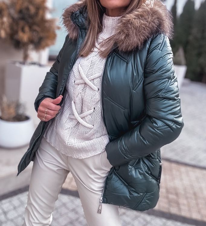 [Copy]Reversible Black Leather & Faux Fur Coat (Hooded Design + Contrast Pocket Trim)