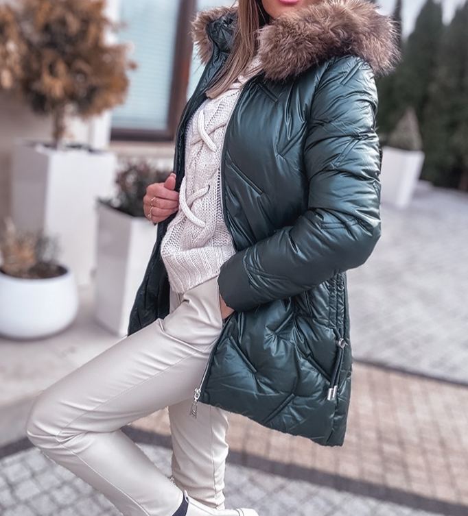 [Copy]Reversible Black Leather & Faux Fur Coat (Hooded Design + Contrast Pocket Trim)