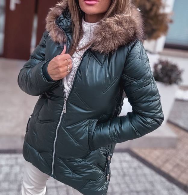 [Copy]Reversible Black Leather & Faux Fur Coat (Hooded Design + Contrast Pocket Trim)