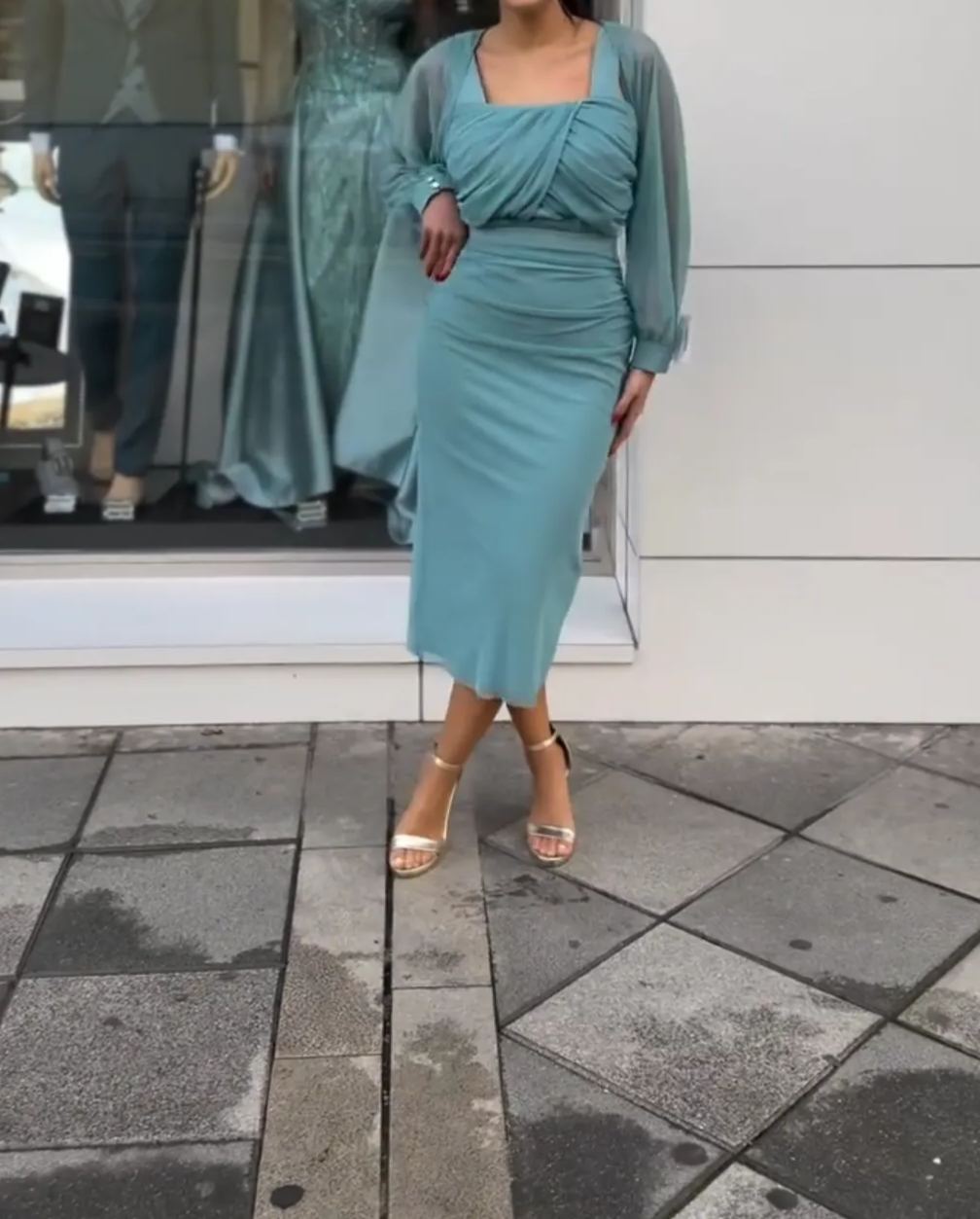 [Copy]Blush & Ivory Two-Tone Midi Dress with Sheer 3/4 Sleeves
