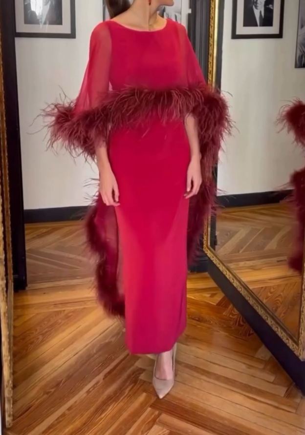 [Copy]Pleated Maxi Dress with Gold Belt & Flared Sleeves