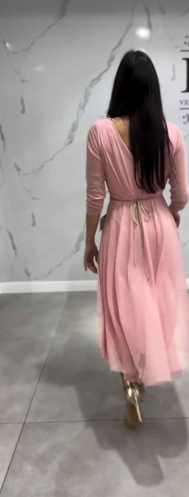 [Copy]Turquoise One-Shoulder Midi Dress with Sheer Mesh Sleeve & Ruched Bodice