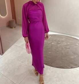 [Copy]Ivory Tiered Fringe Midi Dress with Puffed Sleeves & Deep V-Neck