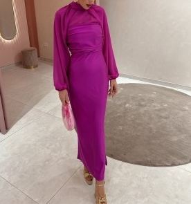 [Copy]Ivory Tiered Fringe Midi Dress with Puffed Sleeves & Deep V-Neck