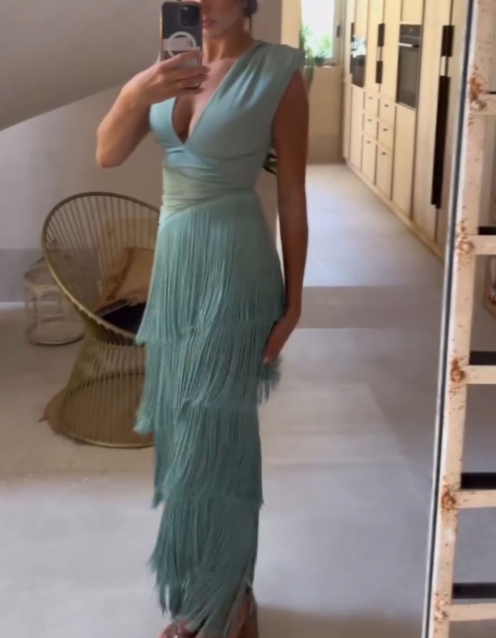 [Copy]Sky Blue Asymmetric Draped Maxi Dress with Ruffle Slit & Scarf Detail