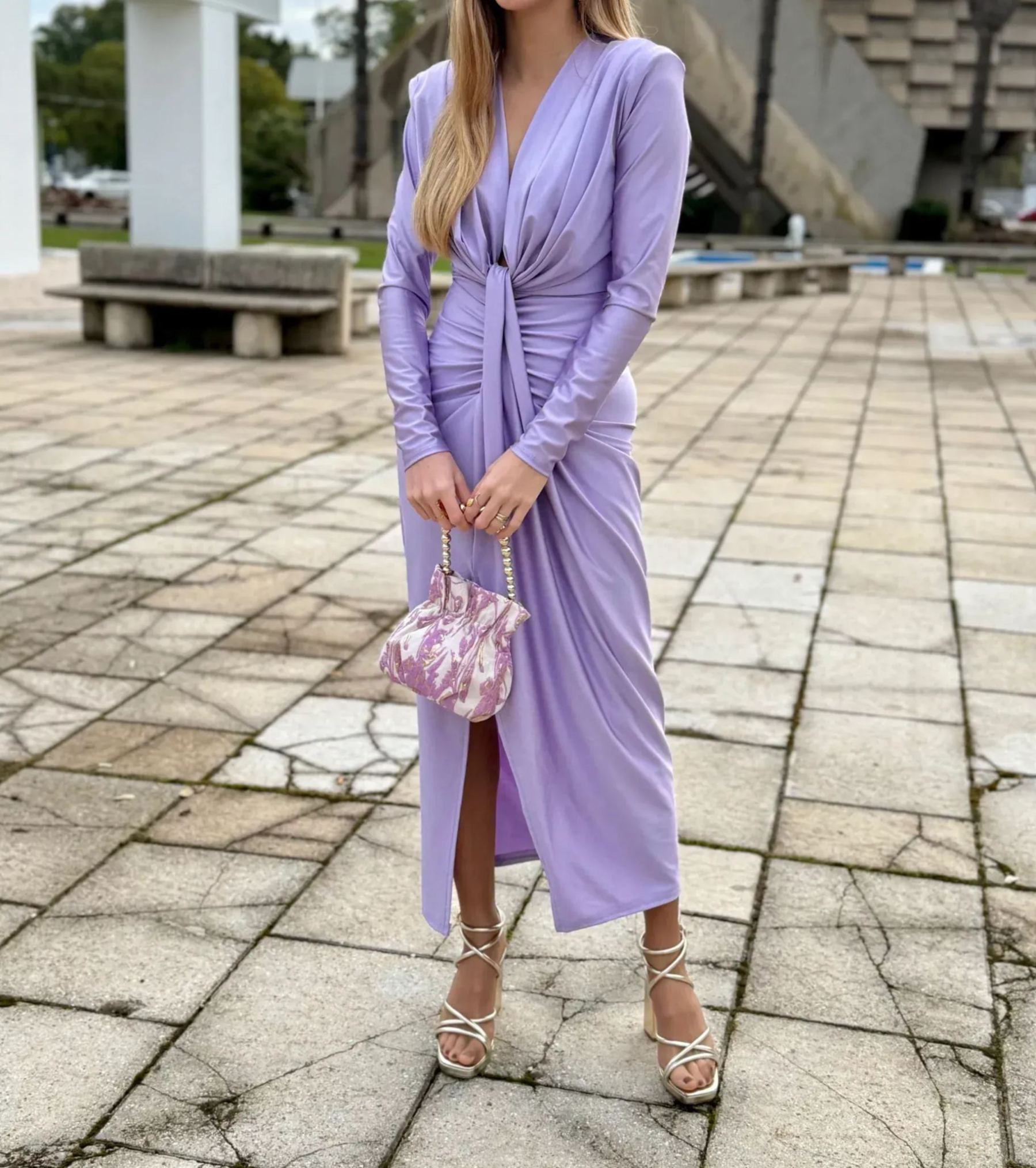 [Copy]Asymmetric Tiered Fringe Maxi Dress with Keyhole Neckline & 3/4 Sleeves