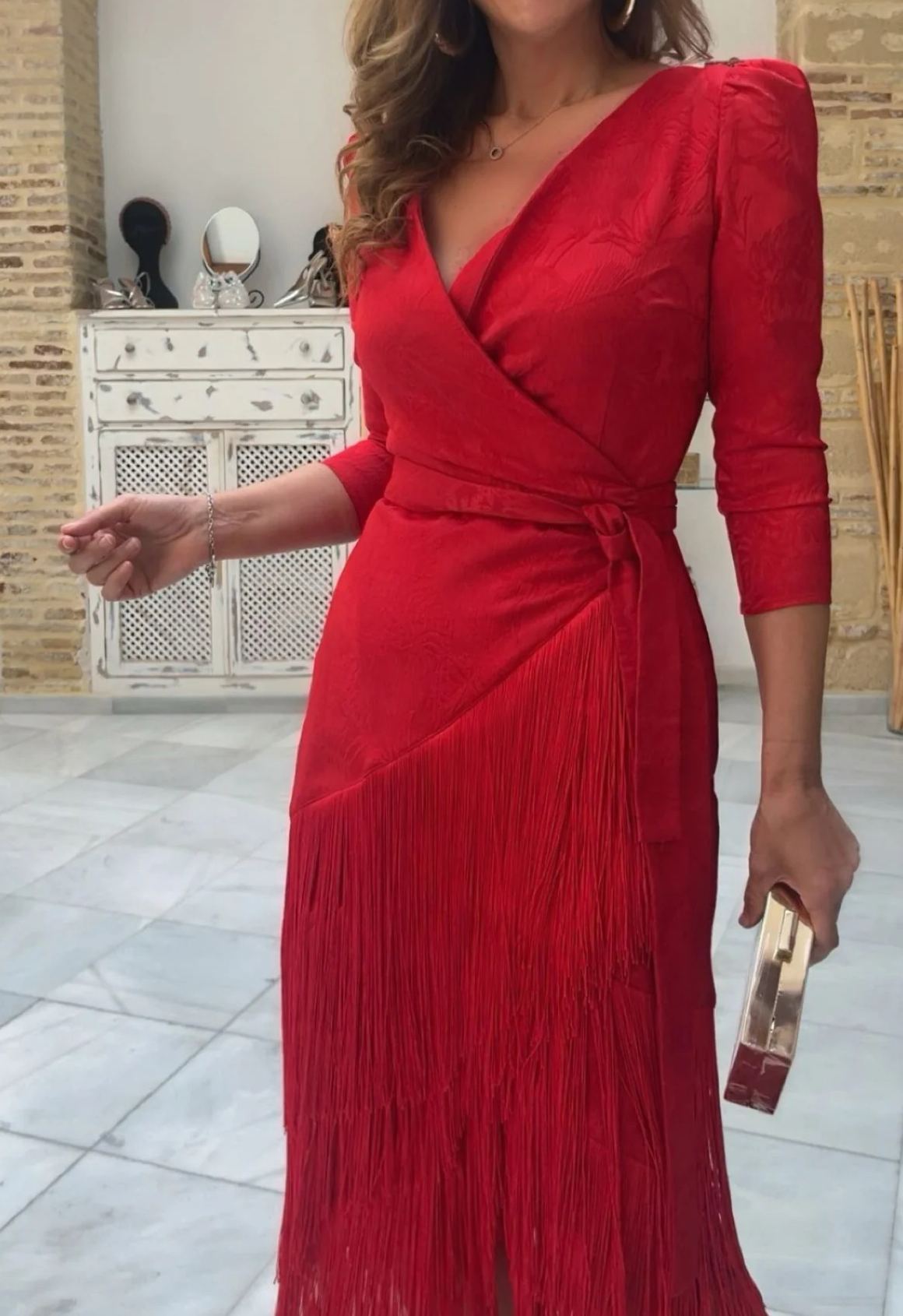 [Copy]Beige & Black Color Block Midi Dress with Twisted Waist & Front Slit