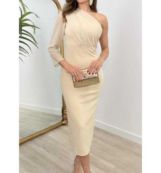 [Copy]White Keyhole Neck Maxi Dress with Tiered Fringe Skirt & 3/4 Sleeves