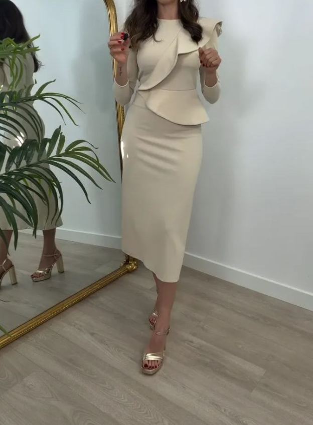 [Copy]Elegant Turquoise V-Neck Ruched Midi Dress, Puff Sleeve Formal Party Gown