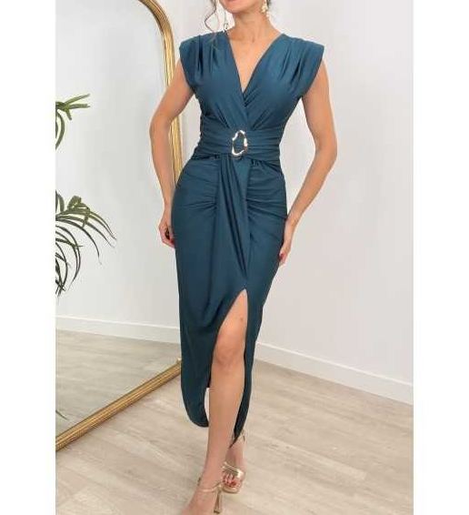 [Copy]Elegant Black Floral Embroidered Tassel Midi Dress, Formal Evening Gown