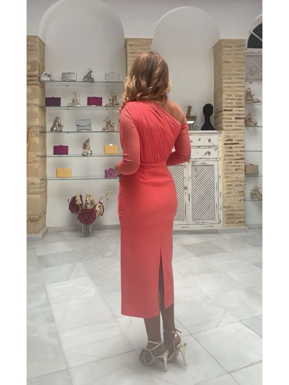 [Copy][Copy][Copy]Elegant Red Cape Midi Dress