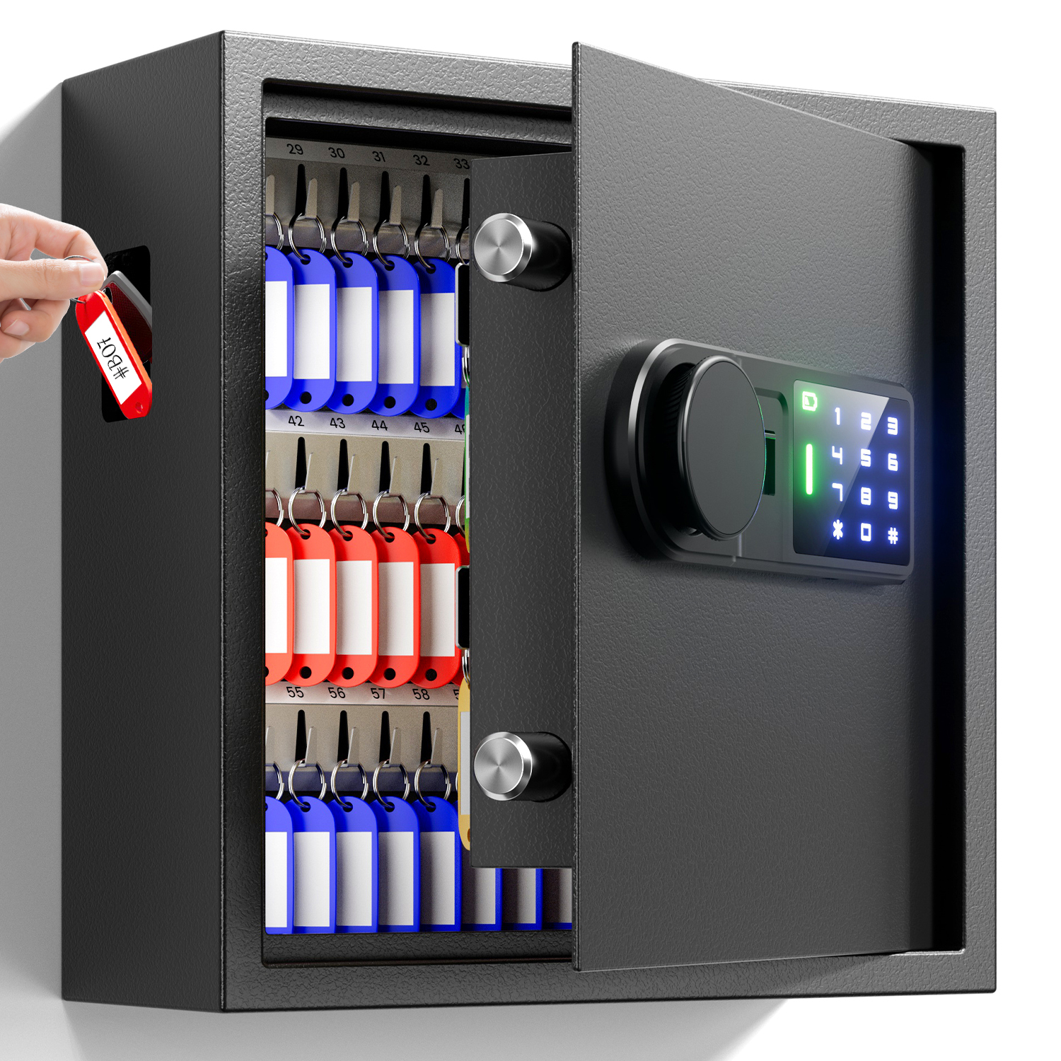 65-Key Electronic Key Safe Lock Box | Anti-Theft Deposit Slot & Key Retrieval Tags
