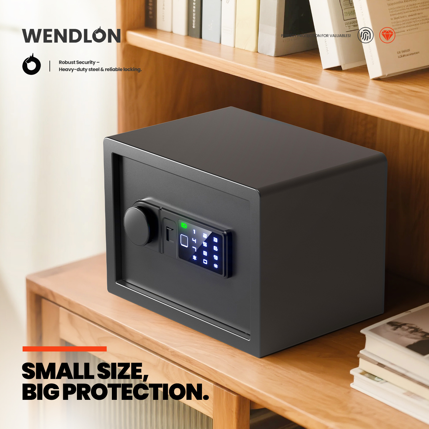 Biometric Safe box for home - (0.80 cu. ft.) Fingerprint Lock Box with Silent Mode, Backlit Keypad and LED Light, Small Caja Fuerte with Anti-Rust and Anti-Theft