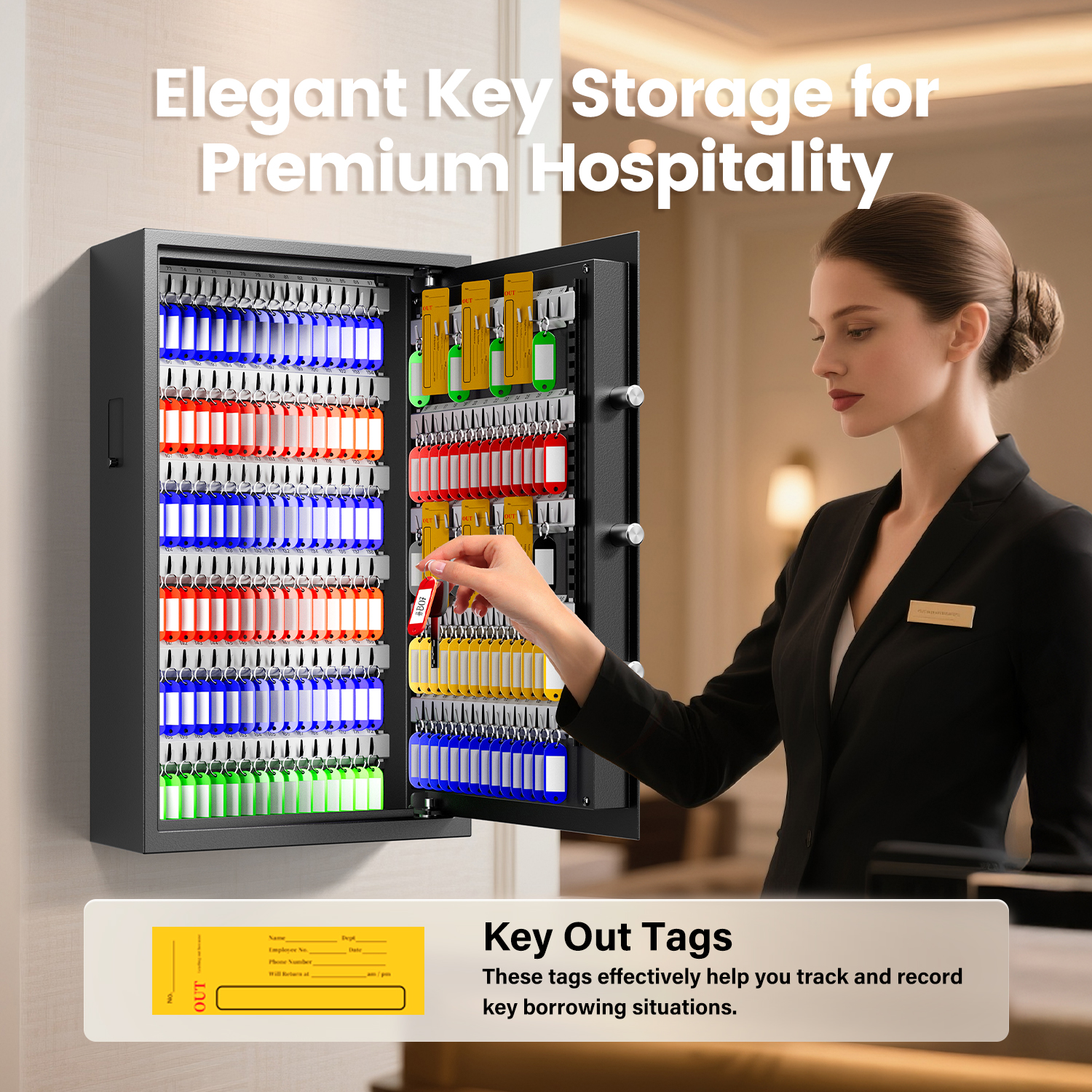 172-Key Electronic Key Safe Lock Box | Anti-Theft Deposit Slot & Key Retrieval Tags